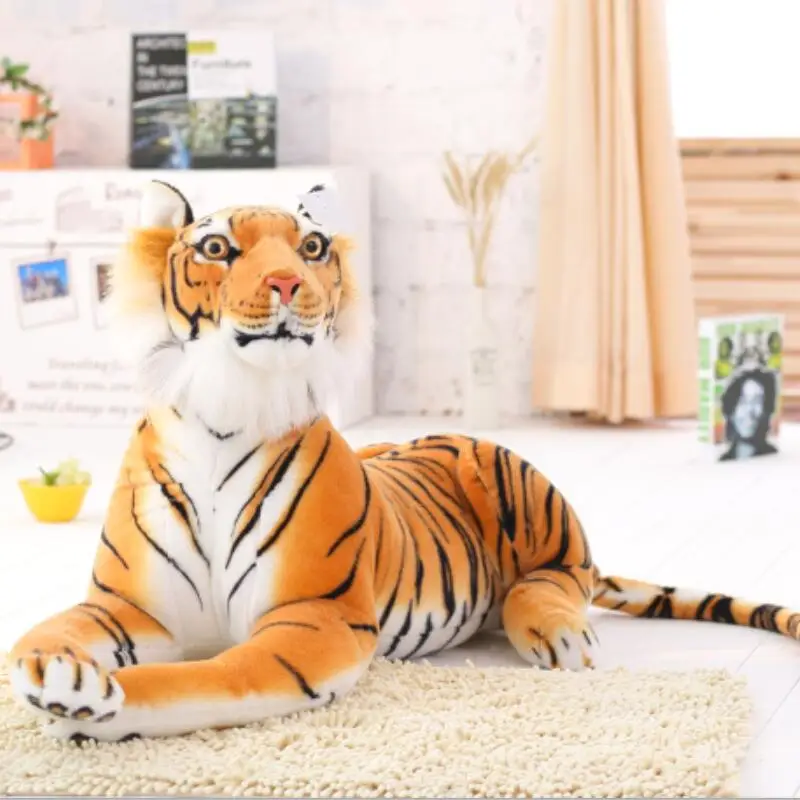 30-120 cm Lifelike Tiger Leopard Plush Toys Soft Stuffed Animals White Tiger Jaguar Doll Children Kids Birthday Gifts
