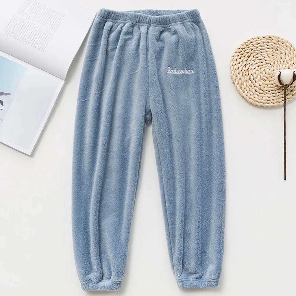 Kids Clothes Boys Girls Casual Bottom Thick Fleece Winter Warm Loose Pants Trousers M1014