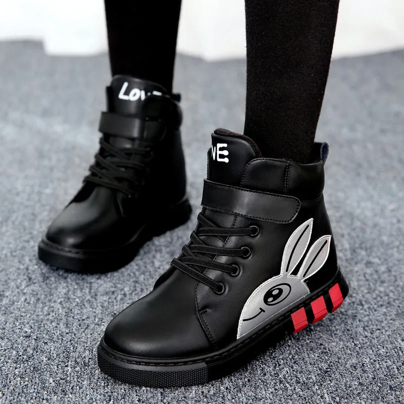 VFOCHI/Новинка года; кожаные ботинки для девочек; нескользящая зимняя Уличная обувь для девочек; детская повседневная обувь; бархатные зимние ботинки на плоской подошве для девочек
