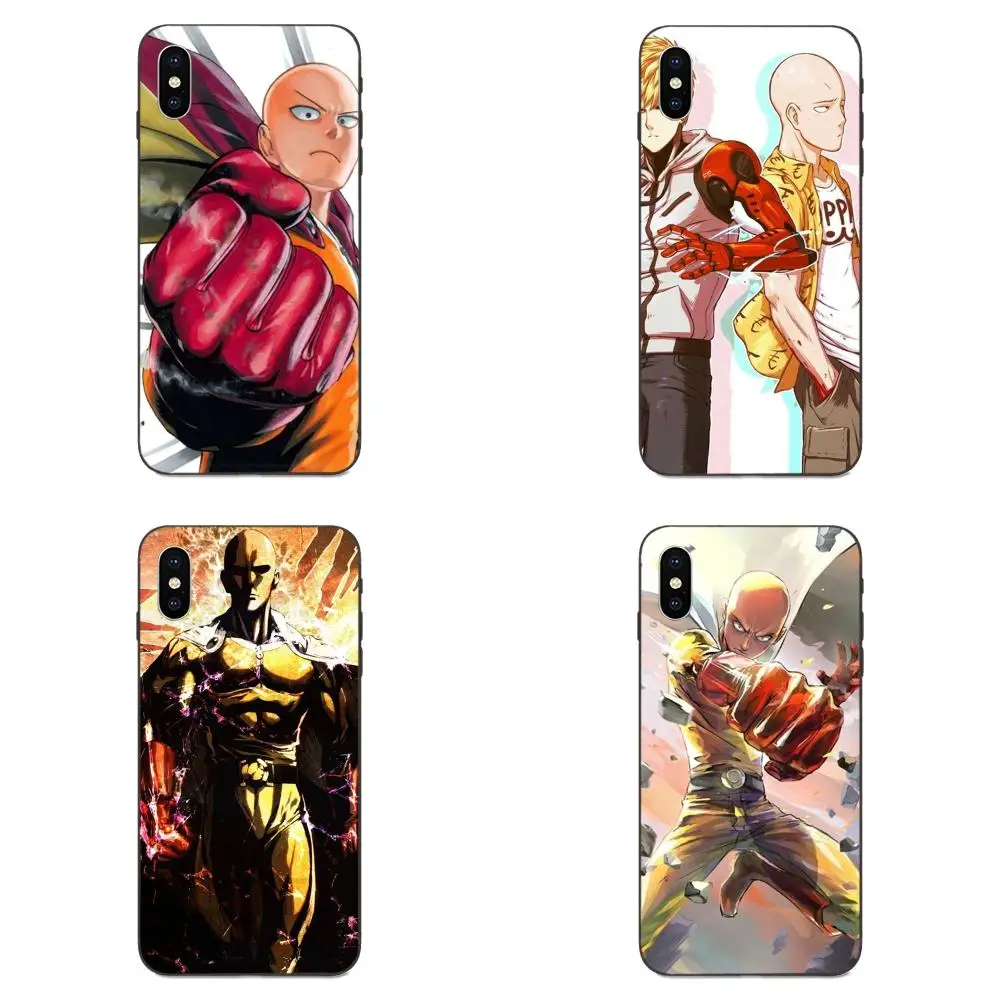 Мягкий Силиконовый ТПУ Черный Защитный экран One Punch Man модный для Apple iPhone 4 4S 5 5S SE 6 6S