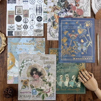 

Vintage material illustration book series background paper DIY scrapbooking album diary primer collage decorative material paper