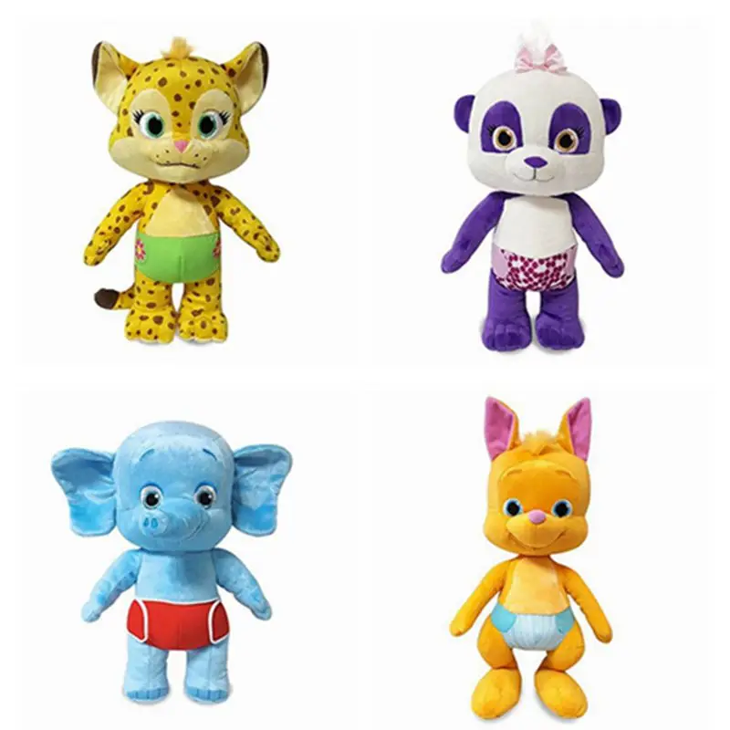 Новые Вечерние плюшевые куклы 25 см, Обучающие Мягкие игрушки Lulu Franny Bailey Kip Leopard kangaroo Elephant Panda, детские подарки - Цвет: 4pcs