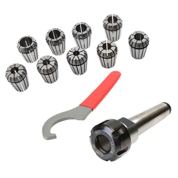 

TOP 9Pcs Er25 Spring Collets+1Pcs Mt3 M12 Er25 Collet Chuck Morse Taper Holder for Cnc Milling Lathe Tool