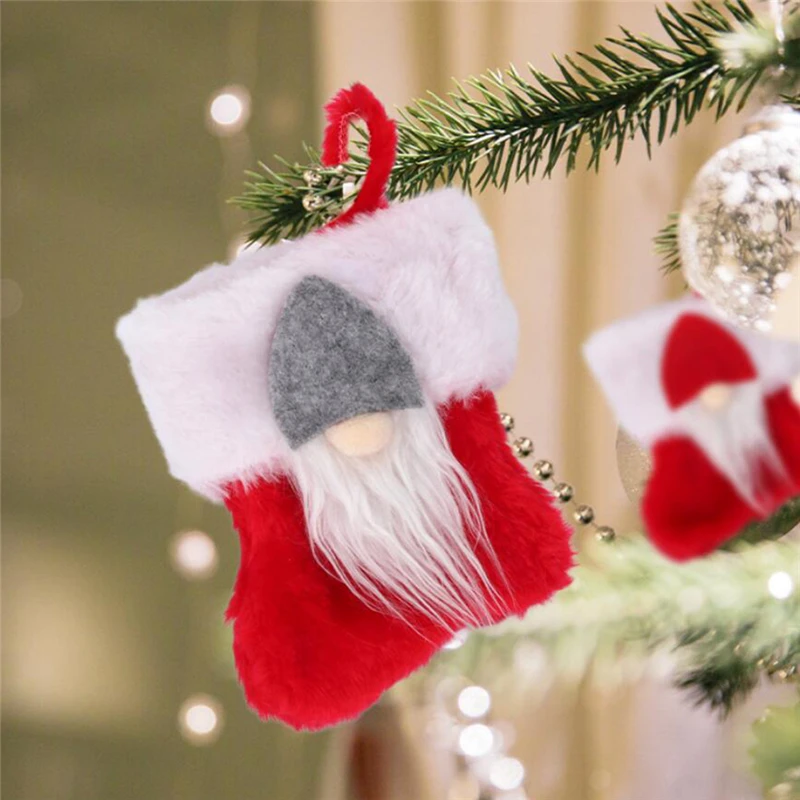 Christmas Decoration Socks Ornaments Pendant Small Boots Children New Year Candy Bag Gift Fireplace Tree Jewelry | Дом и сад