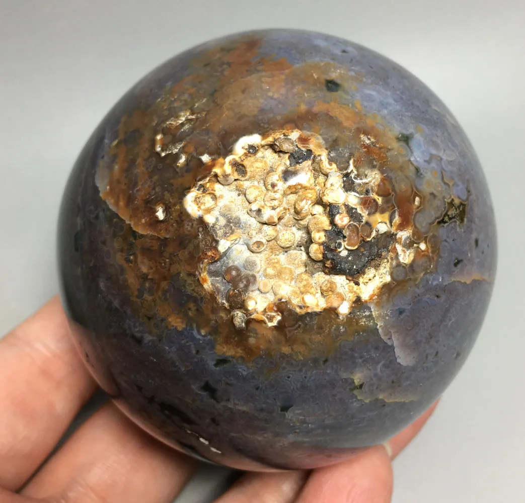 

592g Hot sale Natural quartz crystal polishing production of beautiful reiki ocean jasper ball