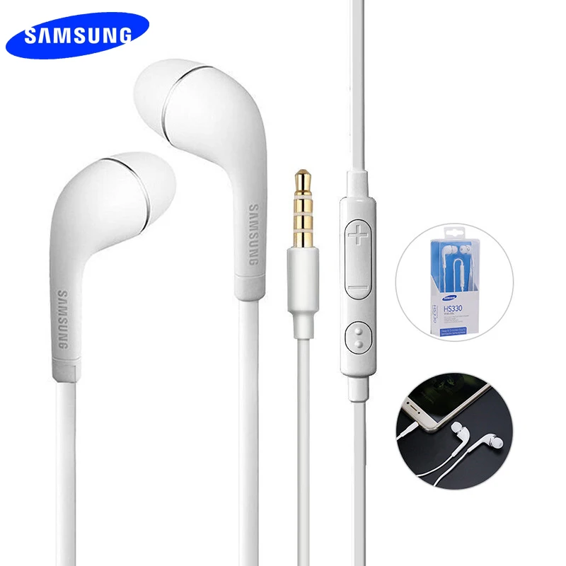 Хит, оригинальные наушники-вкладыши для samsung HS330, 3,5 мм., спортивные наушники, проводные наушники для S9, S10, A10, A30, J5, J7, note 2, 3, 4