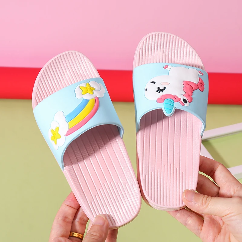 Unicorn Slippers For Boy Girl Cartoon Rainbow Shoes 2019 Summer Todder Flip Flops Baby Indoor Slippers Beach Swimming Slipper