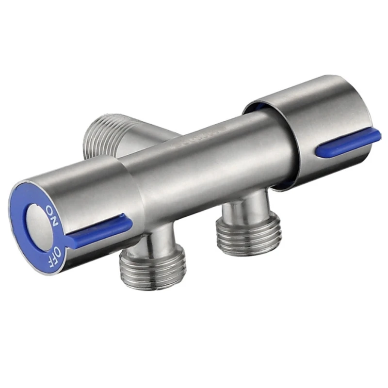 

304 Stainless Steel Double Outlet Angle Valve Wall Mounted Wash Machine Faucet for Shower Head Toilet Sink Basin Water Heater