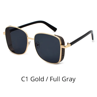 C1 Gold-Full Gray Ralferty Ретро Защитные солнцезащитные очки для женщин Роскошные Дизайнерские блестящие солнцезащитные очки UV400 серые градиентные солнцезащитные очки для женщин J3346 - Цвет линз: C1 Gold-Full Gray