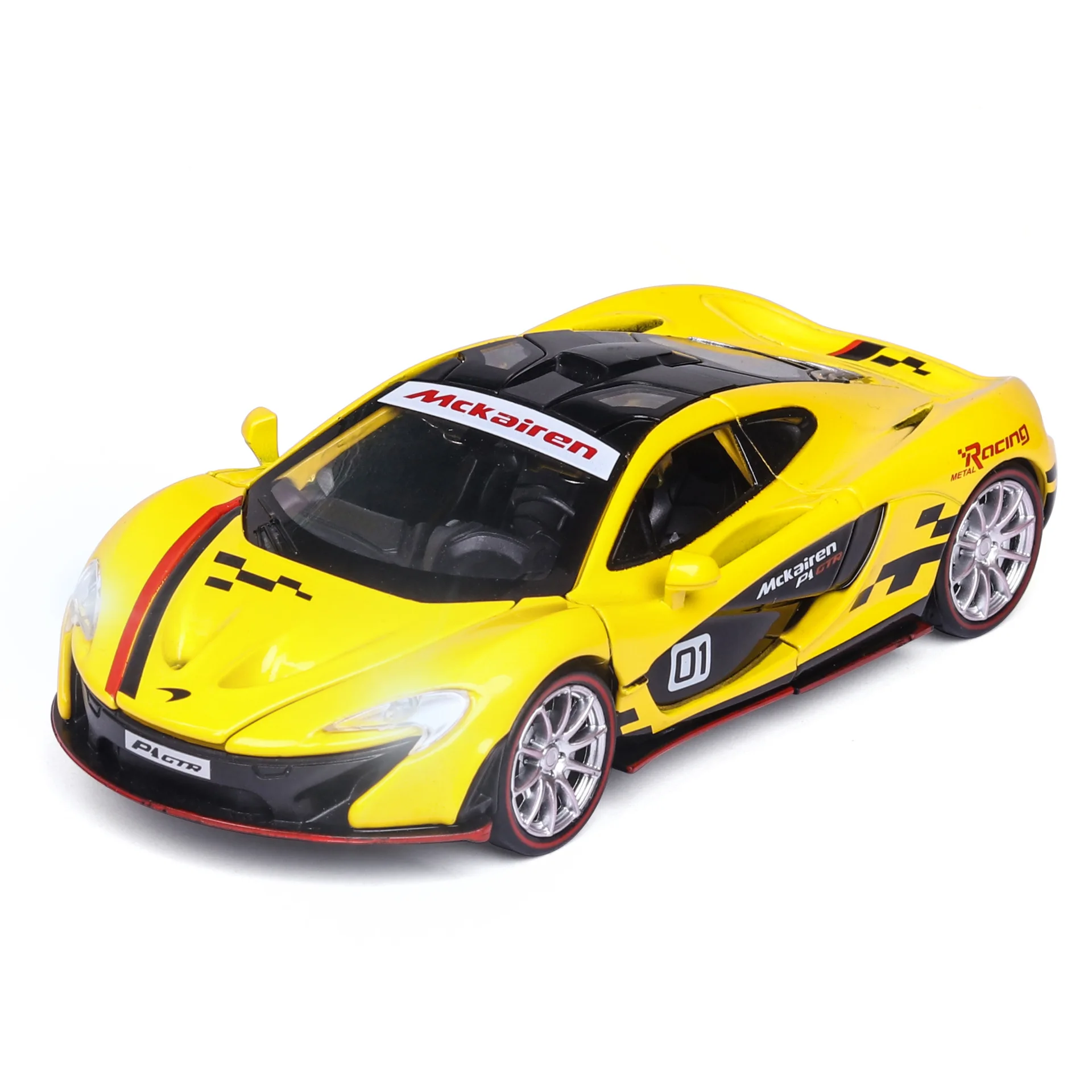 

1:32 Toy Car Model Simulation P1-GTR Diecast Metal Sports Car Racing With Sound Light Pull Back Car For Children Boy Toys Gift