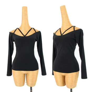 

Latin Dance Top Slim Fit Black Long Sleeve Shirts Women Practice Dancing Clothes Ladies Rumba Cha Cha Samba Dancewear DN4823