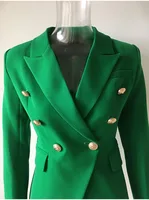 HIGH STREET 2024 Stylish Designer Blazer Women's Double Breasted Lion Buttons Slim Fitting Blazer Jacket 2