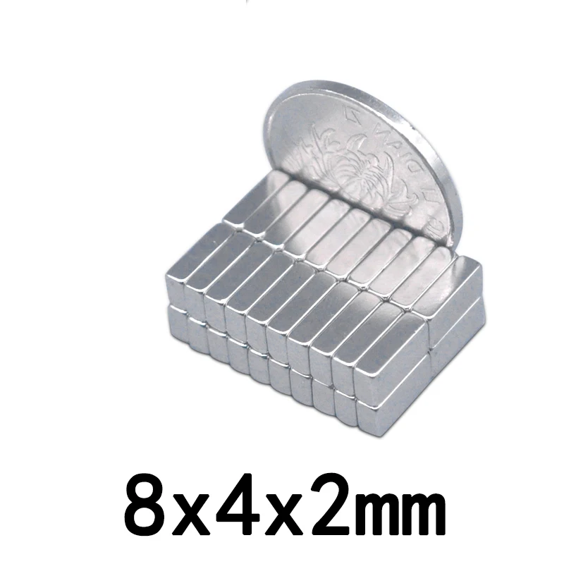 Неодимовый Постоянный магнит N35, 8x4x2 мм, 20/50/100 шт.