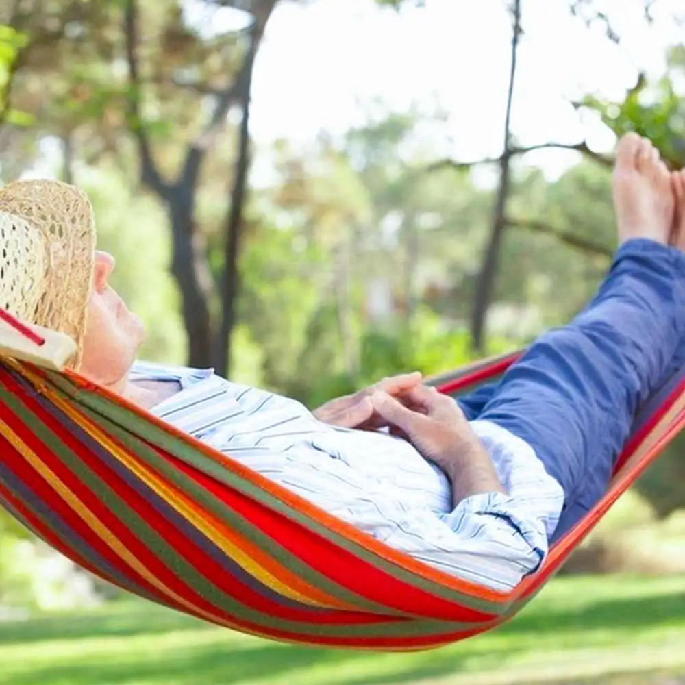 190x150cm Hanging Hammock With Spreader Bar Double/Single Adult Strong Swing Chair Travel Camping Sleeping Bed Outdoor Furniture