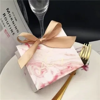Розовый Новогодняя подарочная коробка в мраморном стиле коробка конфет на свадьбу с лентой шоколадная Упаковка Украшение для мероприятий и вечеринок - Цвет: Розовый