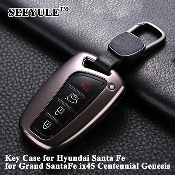 

1pc SEEYULE Aluminum Alloy Car Key Shell Key Case Cover Protector Storage Bag for Hyundai Santa Fe Grand ix45 Centennial Genesis