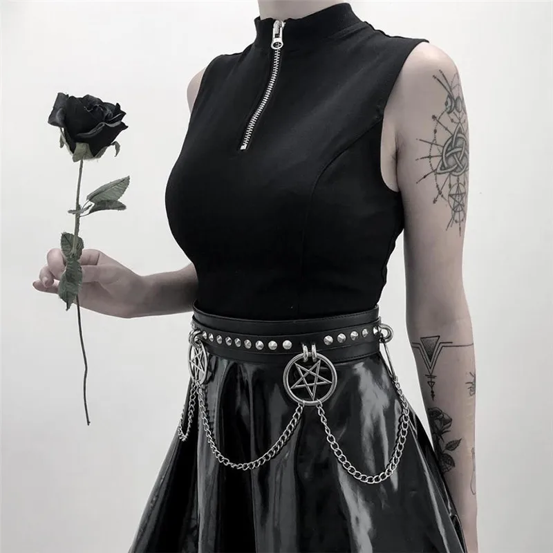 Женский ремень в стиле панк с металлическим кольцом форме звезды поясная цепочка