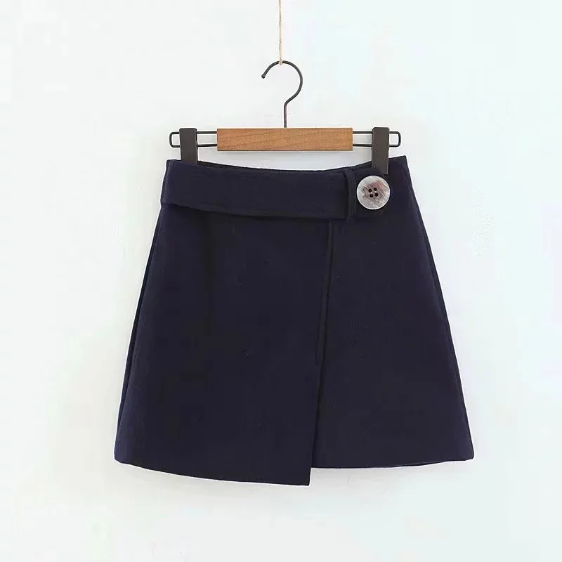 

Dt-818519 WOMEN'S Dress New Products Shell Ornament Versatile Woolen Skirt