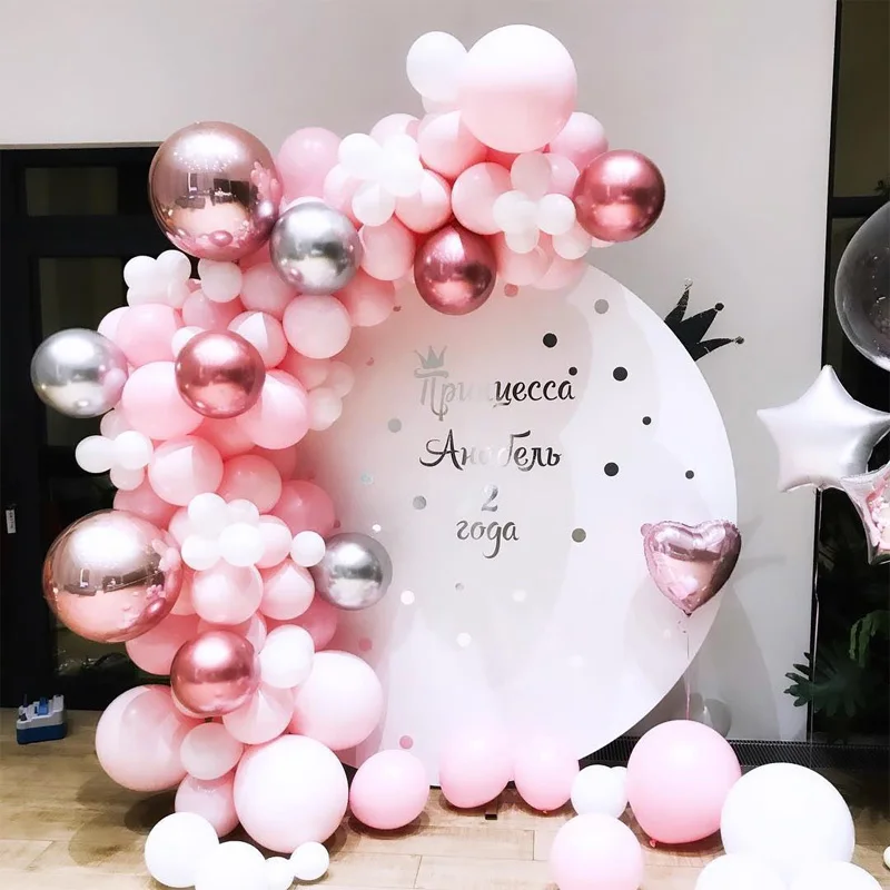 

101pcs /set Pastel Rose Gold Pink Balloon Garland Arch Kit Anniversary Birthday Party Decorations Balloon Adult Baby Shower Girl