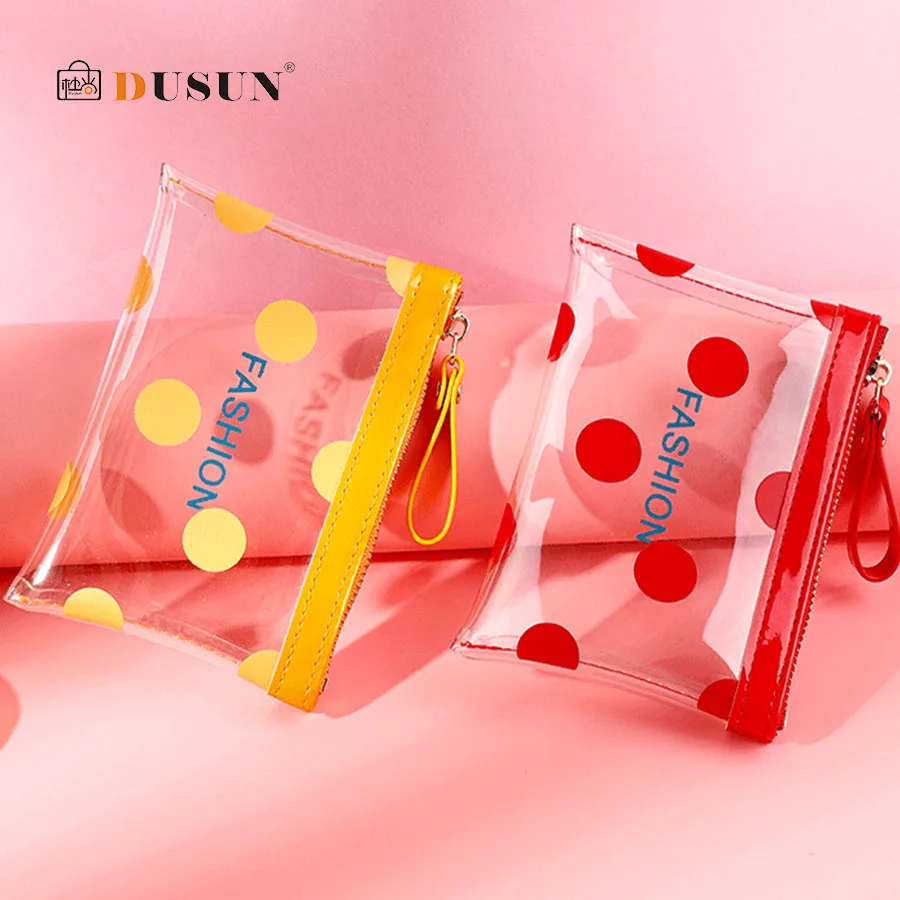 

Transparent PVC Jelly Coin Purse Fashion Wave Point Small Wallet Clear Dot Clip Cute Clutches Ladies Zipper Short Wallets 2019