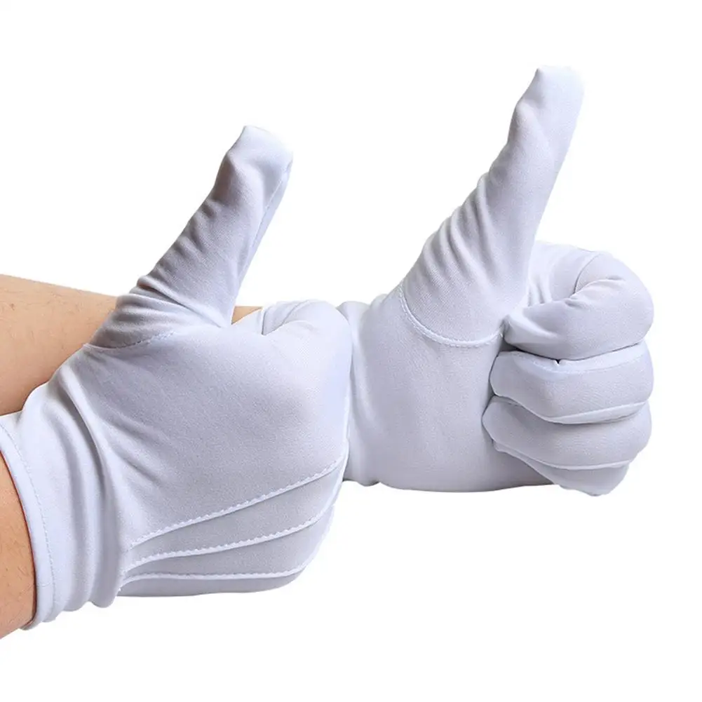 Three-gluten White Gloves Celebration Ceremonial Etiquette Jewelry Performance Labor Unisex Insurance Polyester