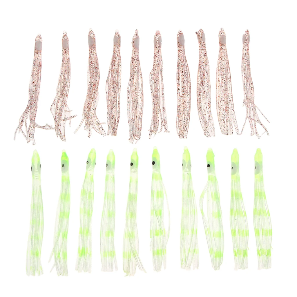 10pcs 9cm Soft Silicone Octopus Lures Hoochie Squid Skirt Lures Trolling Saltwater Baits for Tuna Mahi Marlin