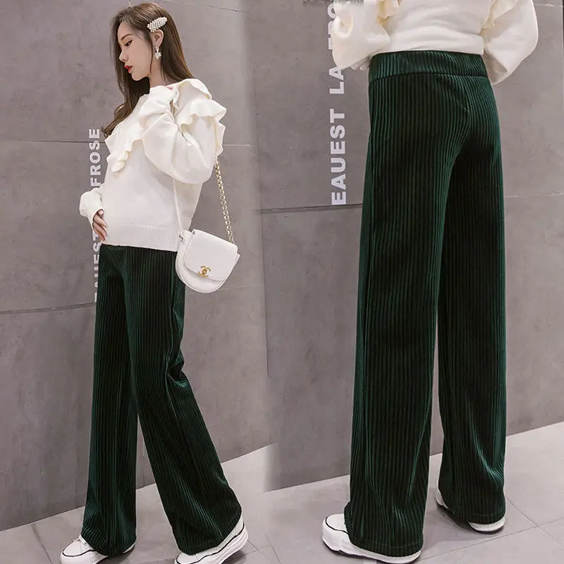 Pregnancy Abdominal Corduroy Pants Boyfriend Trousers Maternity Pants For Pregnant Women Clothes High Waist Trousers Loose Pants