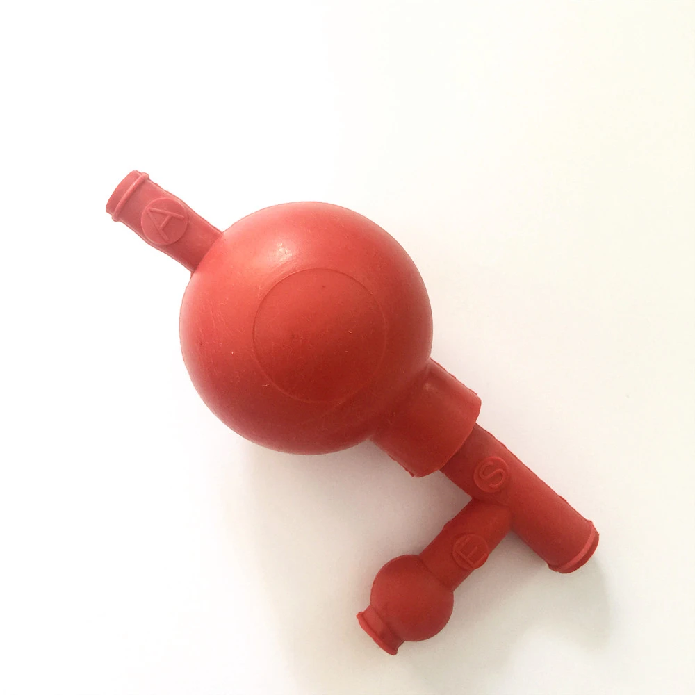 Laboratory Rubber Suction Ball Threeway Safe Red Rubber Suction Bulb