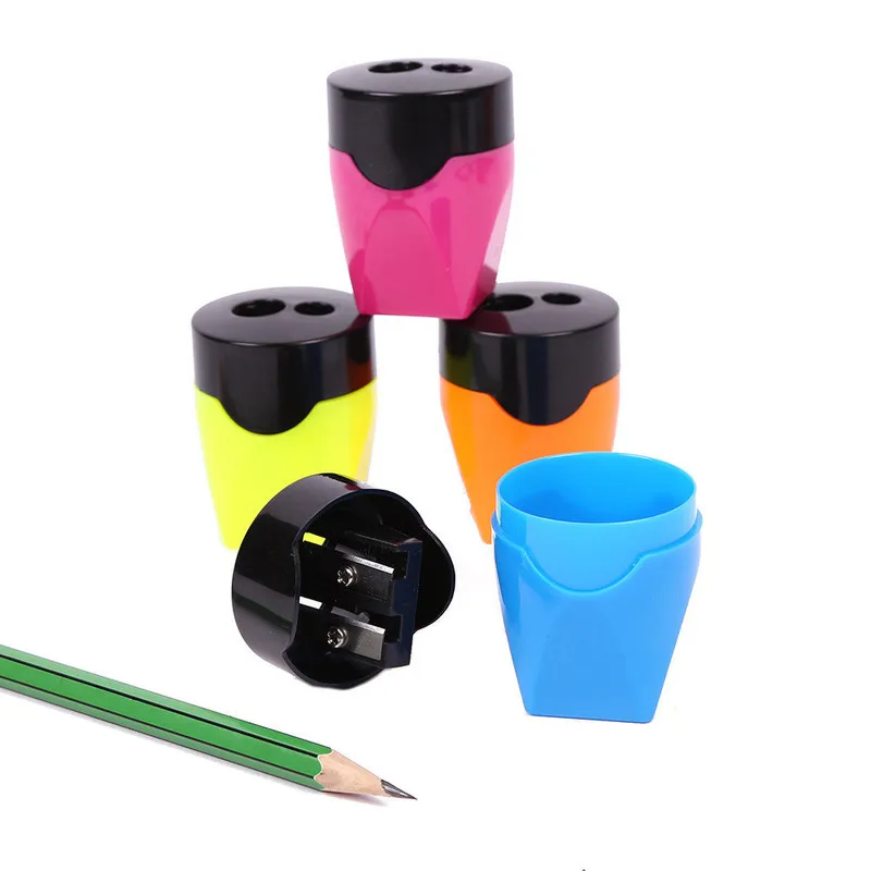

1pcs Cute Double Holes Pencil Sharpeners Multi Thick Rod Pencil Sharpener Candy Color Pencils Cutter Stationery Classroom Supply