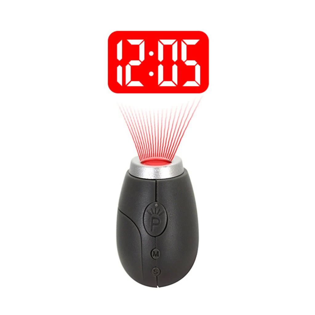 Portable Mini Projection Clock for LCD Wall Ceiling Projection with Key Ring for Home Travel Outdoor Hiking Camping Use