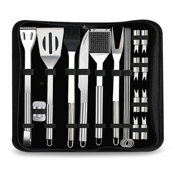 

19Pcs Stainless Steel Barbecue Tools Kit Camping Outdoor Cooking Tools Barbecue Grill Utensil Accessories Kit