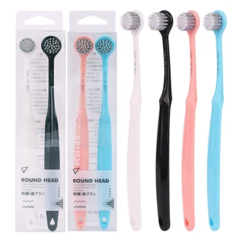 

2Pc/Pack Round Soft-bristle Toothbrush Black White Couple Teeth Brush Eco Friendly Nano Adults Toothbrush Oral Dental Care