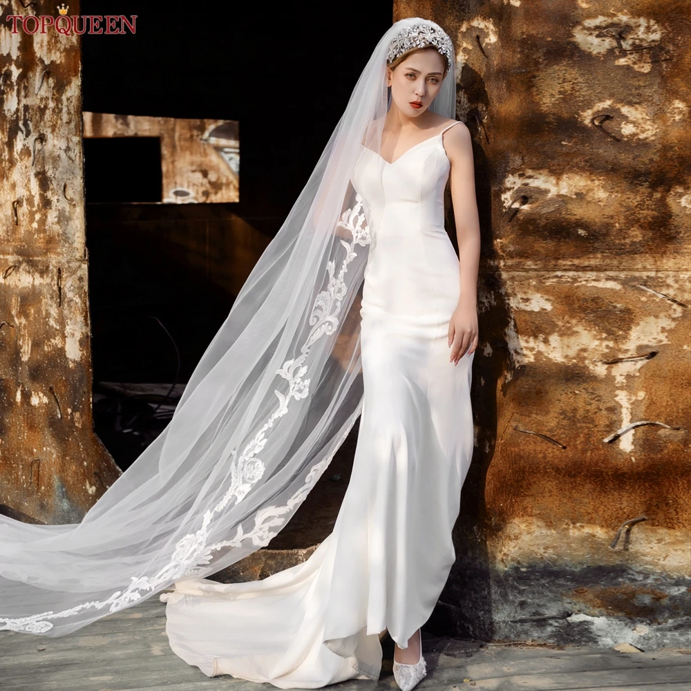 Blusher Cathedral Wedding Veil - V116 Bridal Cathedral Veil 2 Layers  Wedding Lace - Aliexpress