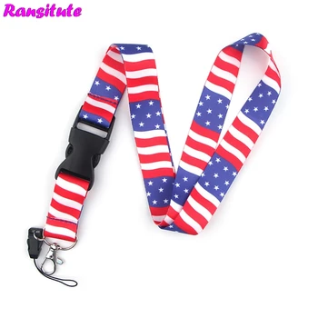 

10pcs/set American flag lanyard DIY fashion neckband mobile phone decoration mobile phone key strap rope R610x10