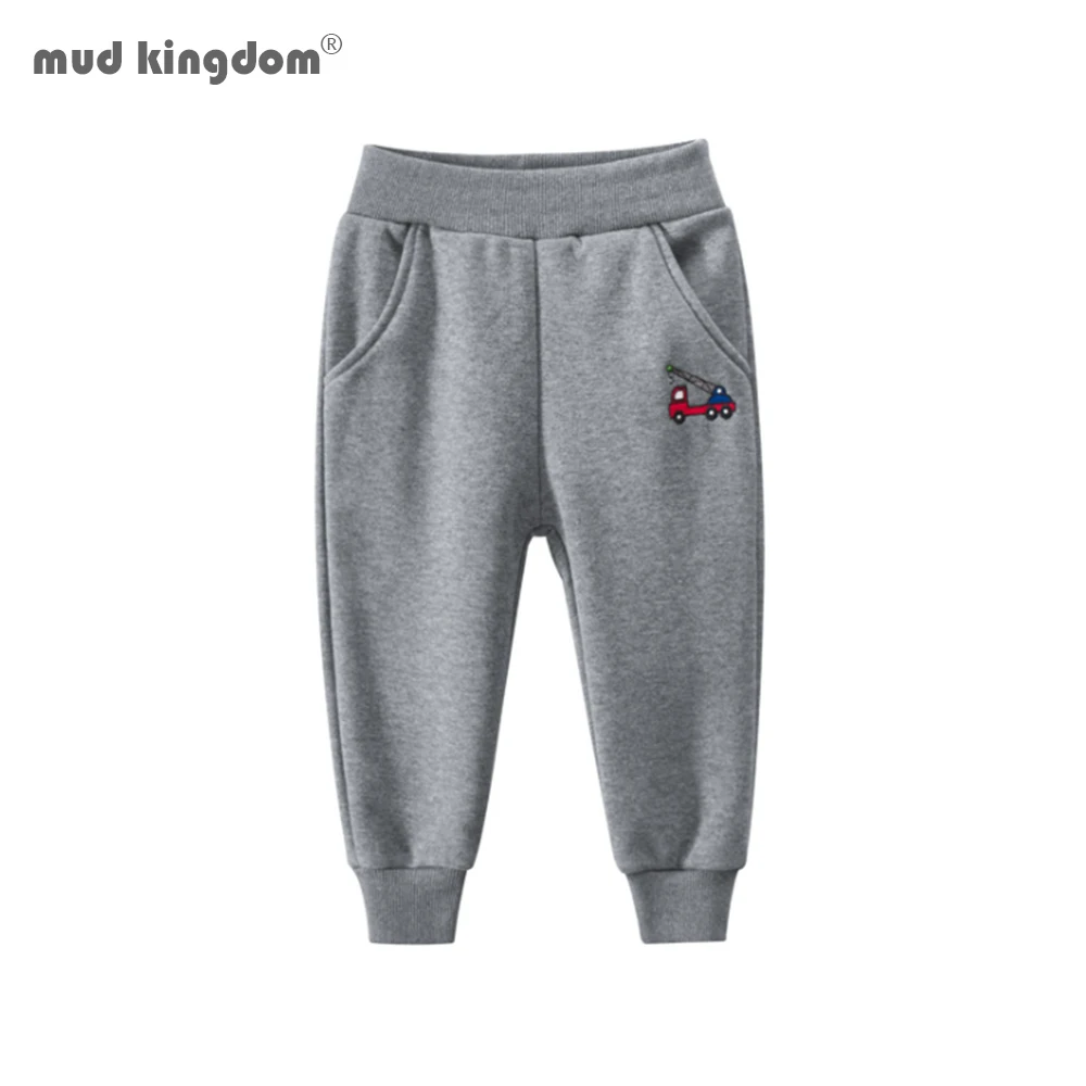 

Mudkingdom Boys Vehicle Jogger Pants Cute Embroidery Autumn Winter Thicken Casual Elastic Waist Trouser