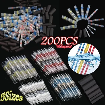 

200pcs/set Waterproof Wire Connectors Heat Shrink Solder Sleeves 26-10 AWG Fast Butt Terminals Insulated Heat Shrink Tube