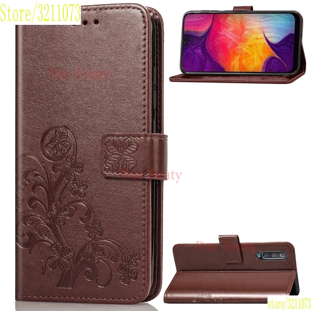 Чехол для samsung A10 A20 Core A30 A40 A50 A70 SM-A705F/DS Lucky Clover тиснение цветок кожаный флип Ретро кошелек с отделением для карт