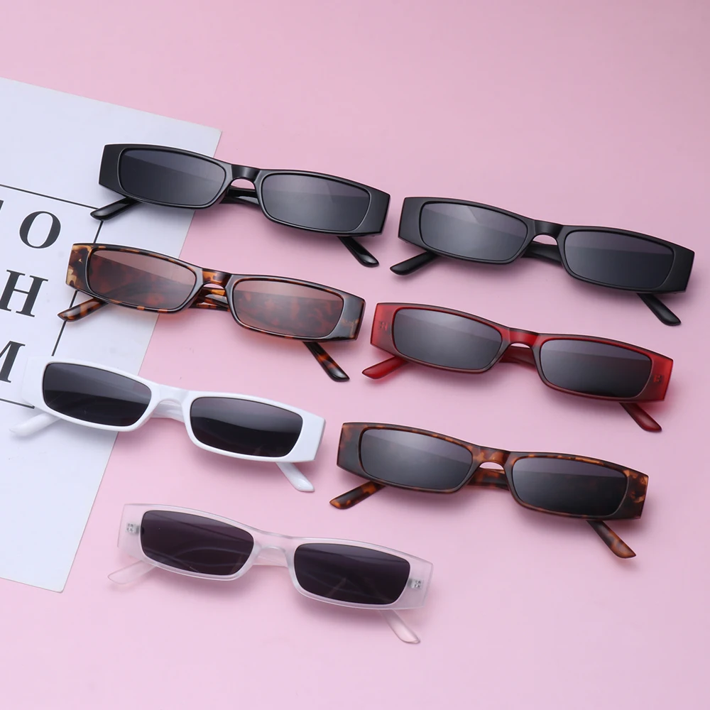 Small Rectangle Sunglasses Retro Narrow Frame UV400 Vintage Square Eyewear