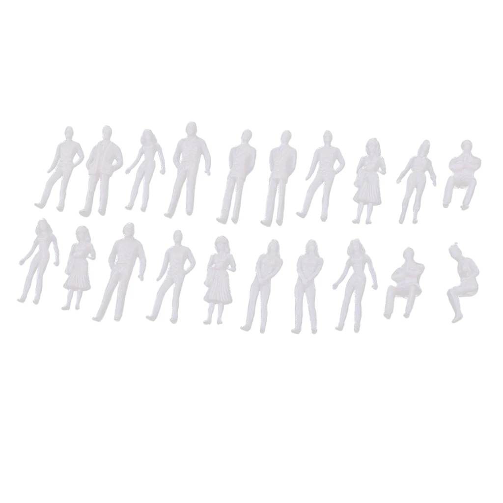 20pcs 1:50 O Scale Mini Standing People Figure Toys for Diorama, Model Train Park, Architecture Projects - Unpainted
