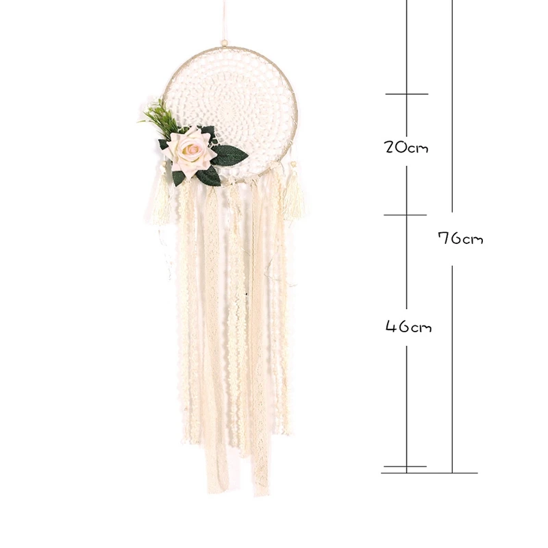 DIY Dream Catcher Decorative Pendant Flower Dreamcatcher Wall Hanging Decoration Wedding Decor Dreamy Girl Room Decoration Gift