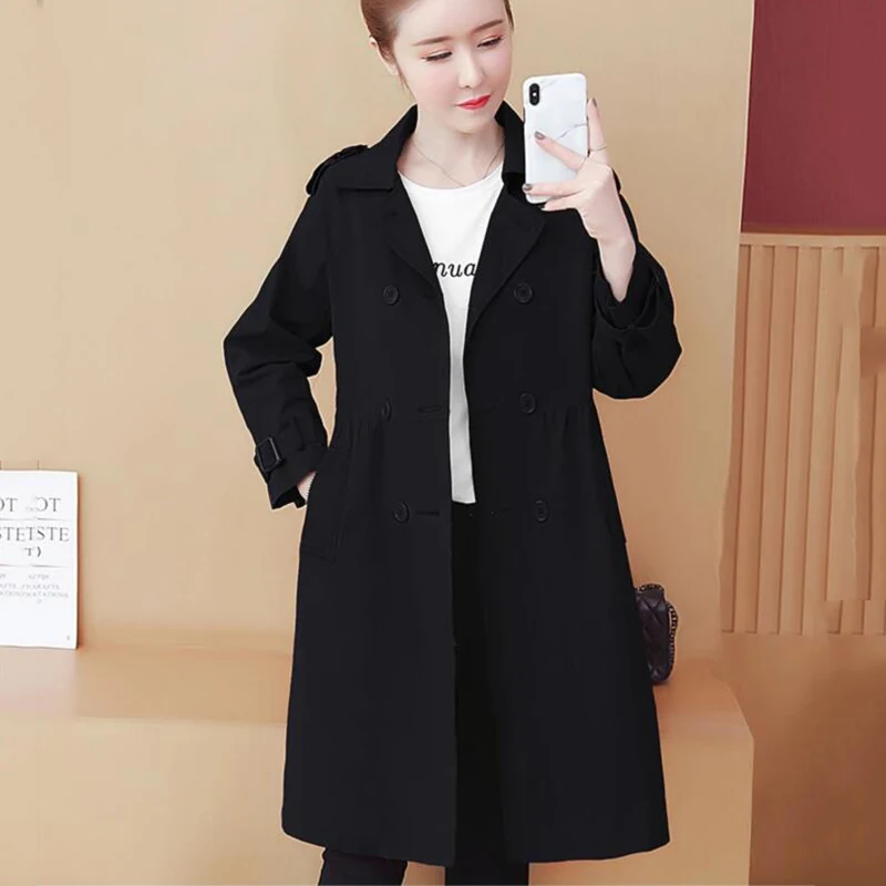 Женская ветровка средней длины повседневное Свободное пальто с капюшоном Осень