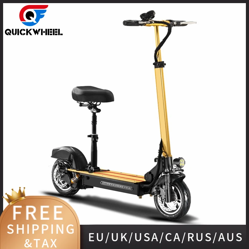 

Quickwheel Golden 48V 500W Up to 40km/h Road Tires E-Scooter,Powerful 10" Single Motor Electric Scooter for Adults