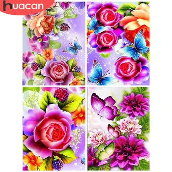 

HUACAN 5d Flowers Diamond Painting Butterfly Full Drill Square Embroidery New Arrivals Diamond Art Home Decoration