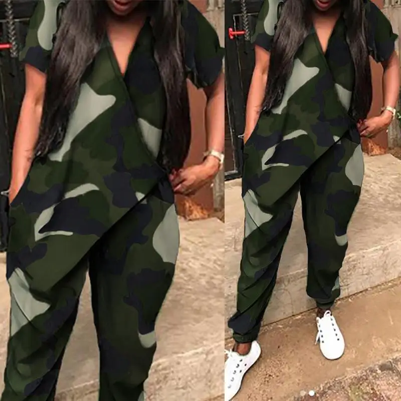 FasFashion Camouflage Overalls Women's Summer Jumpsuits 2020 ZANZEA Casual Short Sleeve Rompers Female V Neck Harem Pants S-5XL FasFashion Camouflage Overalls Women's Summer Jumpsuits 2020 ZANZEA Casual Short Sleeve Rompers Female V Neck Harem Pants S-5XL