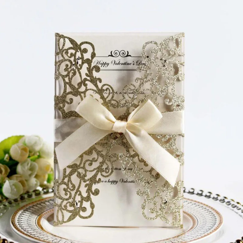  Elegant Laser Cut Wedding Invitation Cards Greeting Card Customize Business Greeting Cards Decor Pa - 4000568096870