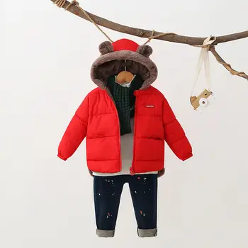 

Baby Winter Padded Jacket Children's Velvet Coat 0-7 Years Old Boys and Girls Warm Clothing Hooded Zipper Casual Kids Clothes