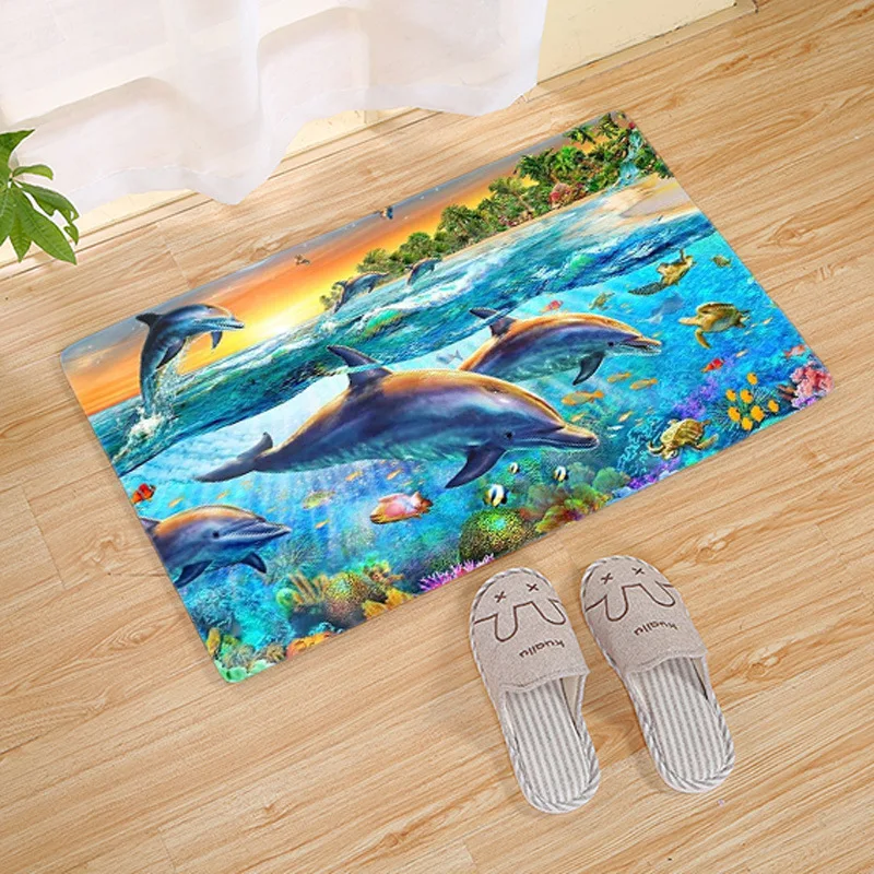 Домашний текстиль 3D ковер внутренний коврик Ванная комната прикроватные коврики мягкий фланелевый аквариум Дельфин столовая гостиная ковер