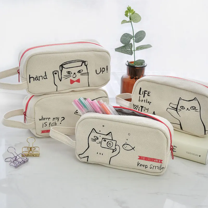 

cute pencil case cat kawaii pink school for large capacity pen box kalem kutusu pennenzak plumier scolaire fille estojo escola
