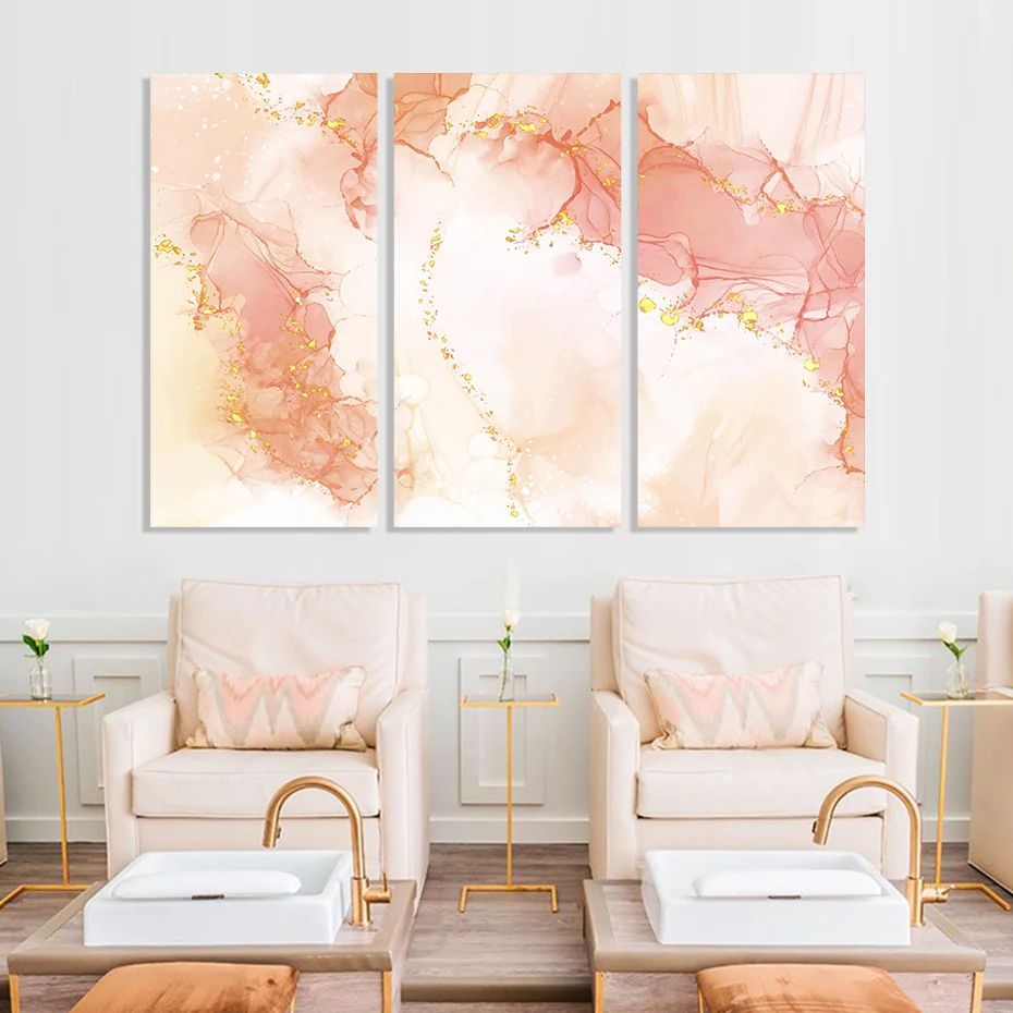 3PCS Modern Abstract Pink Gold Marble Artwork Canvas Paintings Posters  Prints Wall Art Picture Living Room Interior Home Decor - AliExpress