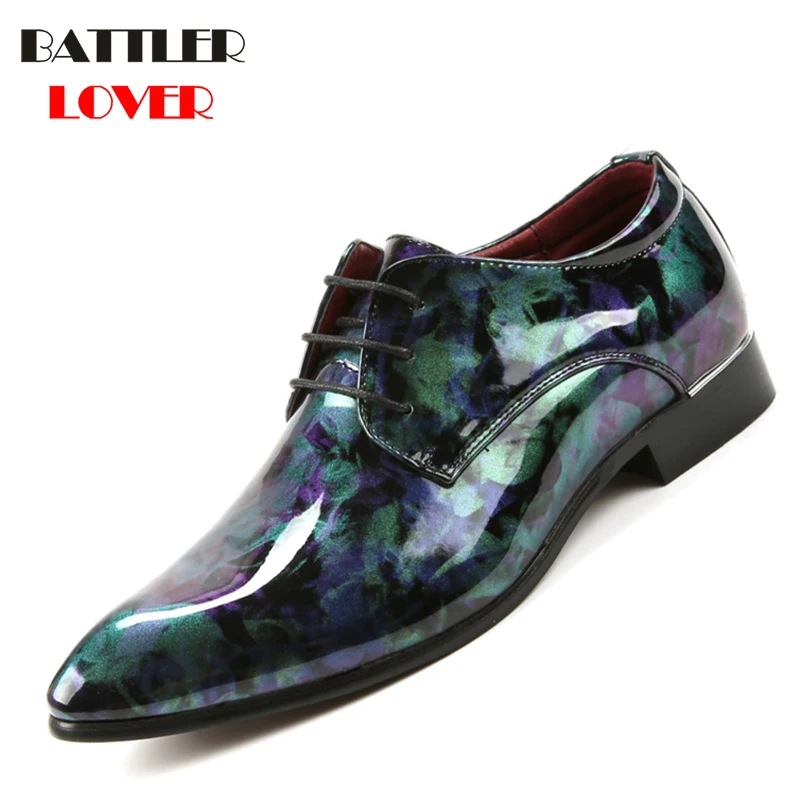 2019 Men Casual Shoes Fashion Pointed Toe Business Wedding Patent Leather Shoes Formal Office Shoe For Mens Classic Oxfords